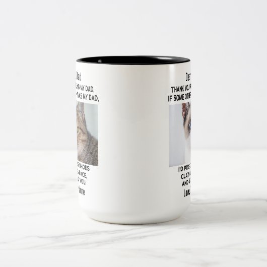 Funny Deep Cat Vater | Foto und Name der benutzerd Zweifarbige Tasse (Mittel)