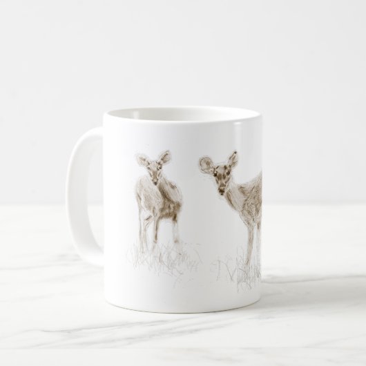 Funny Deer Illustration Coffee Tasse (Vorderseite Links)