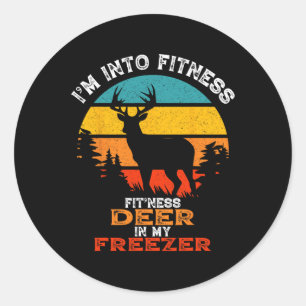 Funny Deer Jagd Ich bin in Fitness Deer Freezer H Runder Aufkleber