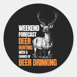 Funny Deer Jagd Jäger trinken Bier für Runder Aufkleber