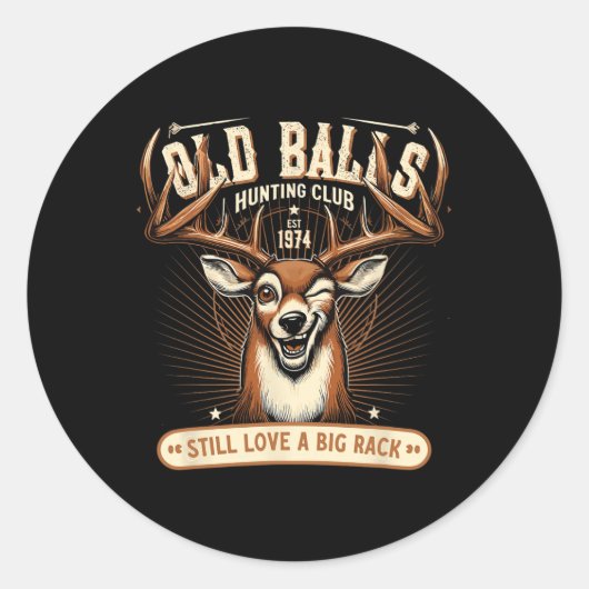 Funny Deer Junting Birthday Pun for Men's 50th Bir Runder Aufkleber (Vorderseite)