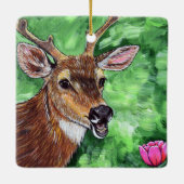 Funny Deer Painting Keramikornament (Rückseite)