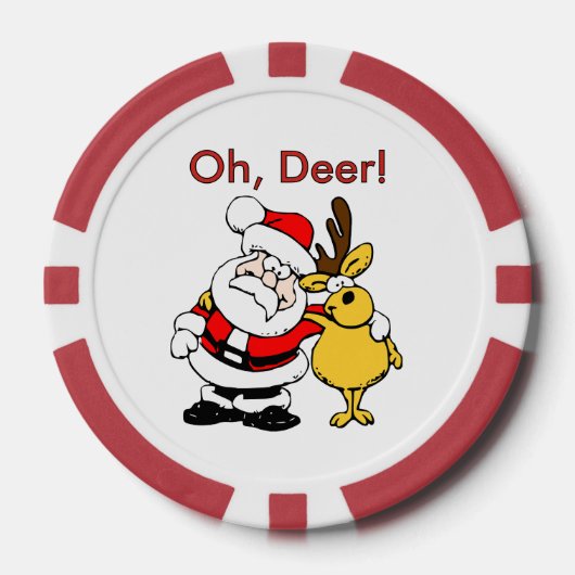 Funny Deer Santa Claus Pals Gratis Bier Drink Part Pokerchips (Vorderseite)