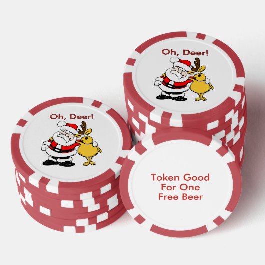 Funny Deer Santa Claus Pals Gratis Bier Drink Part Pokerchips (Stapel)