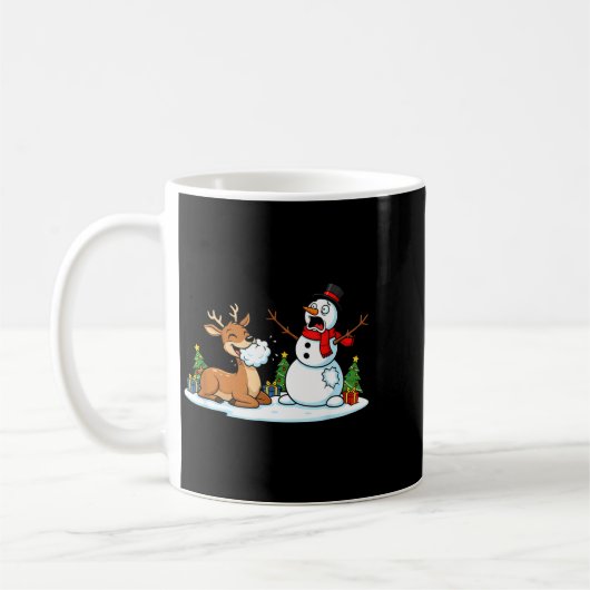 Funny Deer Snowman Christmas Tree Xmas Womens Mens Kaffeetasse (Links)
