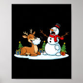 Funny Deer Snowman Christmas Tree Xmas Womens Mens Poster (Vorne)
