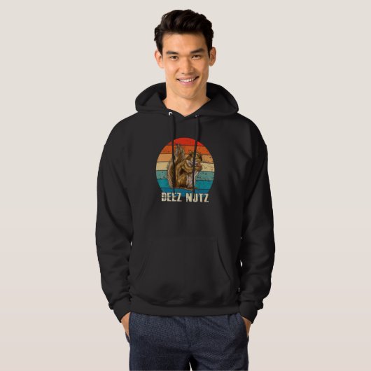 Funny Deez Nut Nutcracker Squirrel Deez Nutz Retro Hoodie (Vorne ganz)