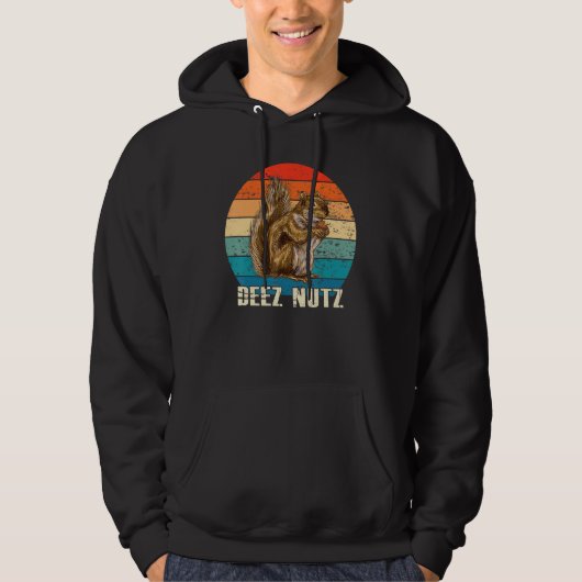 Funny Deez Nut Nutcracker Squirrel Deez Nutz Retro Hoodie (Vorderseite)