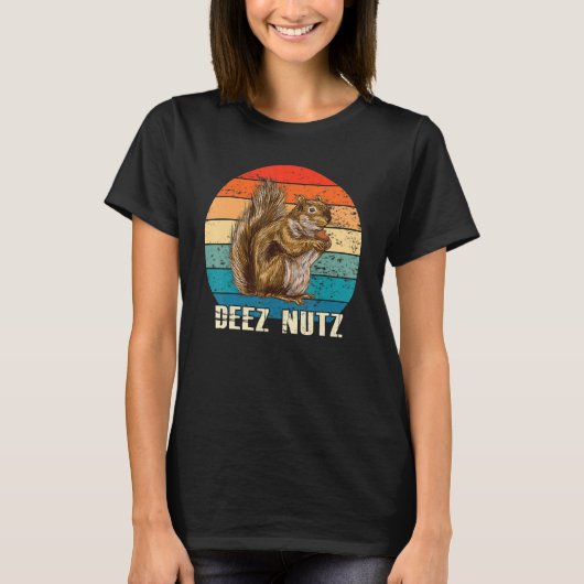 Funny Deez Nut Nutcracker Squirrel Deez Nutz Retro T-Shirt (Vorderseite)