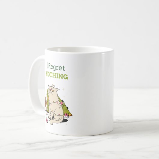 Funny Defiant Cat - Ich bedauere nichts Weihnachte Kaffeetasse (Vorderseite Links)