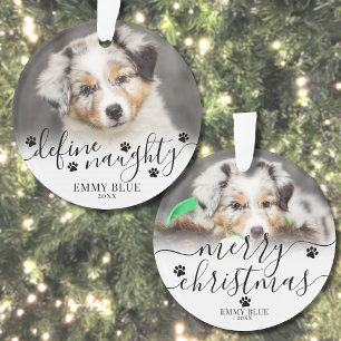 Funny Definieren Naughty Pet Foto Hund Weihnachten Ornament