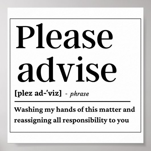 Funny Definition Bitte beraten Poster (Vorne)