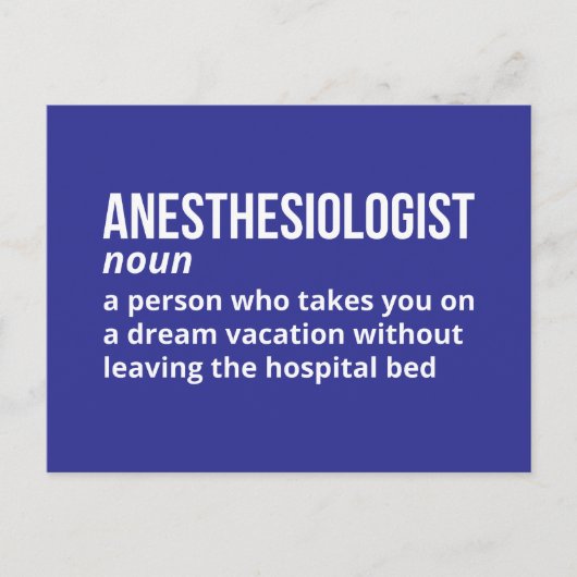 Funny Definition des Anästhesisten Postkarte (Vorderseite)