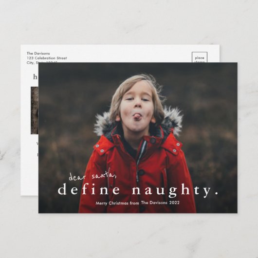 Funny Definition Naughty 3 Foto Weihnachten (Vorne/Hinten)