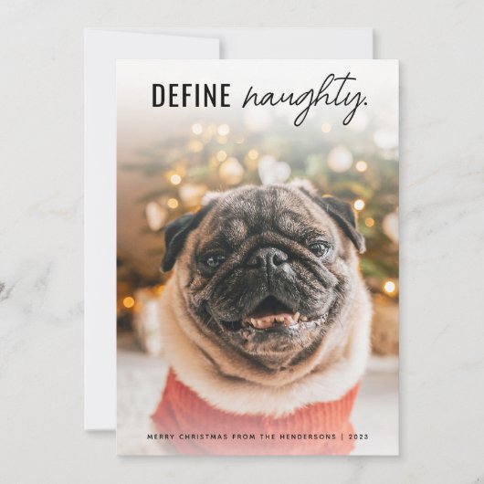 Funny Definition Naughty Dog Pet Foto Weihnachten (Vorderseite)
