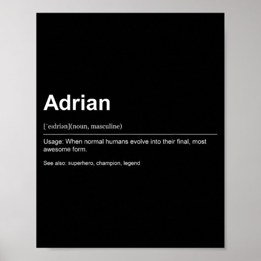 Funny Definition Quote For The Name Adrian _ Poster (Vorne)