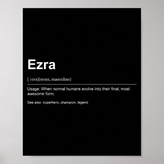 Funny Definition Quote For The Name Ezra _  Poster (Vorne)