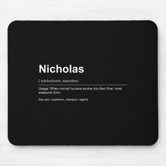 Funny Definition Quote For The Name Nicholas _ Mousepad (Vorne)