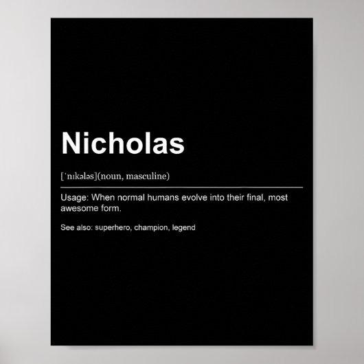 Funny Definition Quote For The Name Nicholas _ Poster (Vorne)
