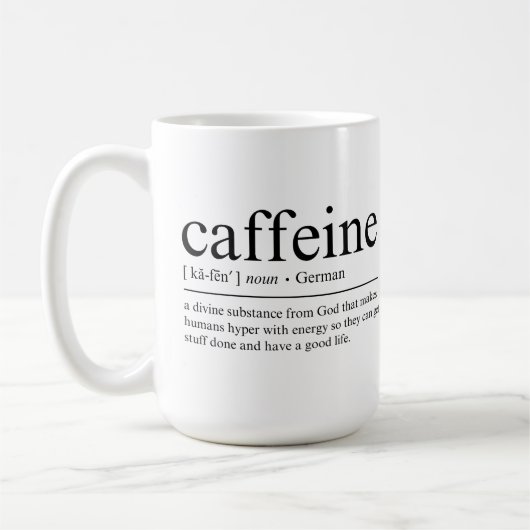 Funny Definition von Koffein Kaffeetasse (Links)