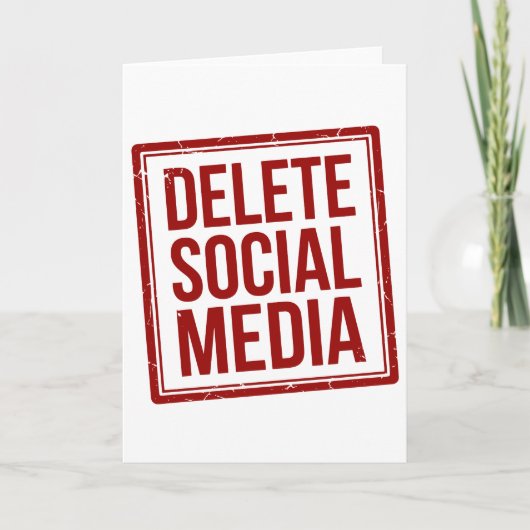 Funny Delete Social Media Anti Internet Minimalist Karte (Vorderseite)