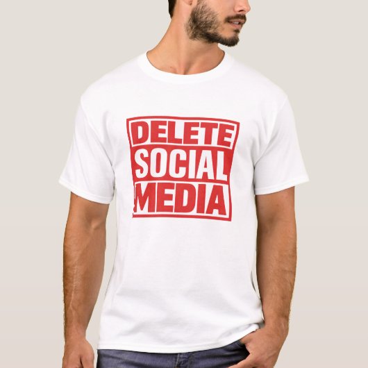 Funny Delete Social Media Anti Internet Minimalist T-Shirt (Vorderseite)