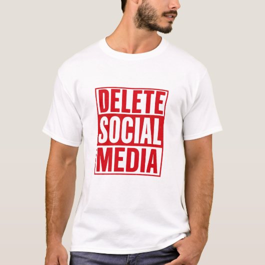Funny Delete Social Media Anti Internet Minimalist T-Shirt (Vorderseite)