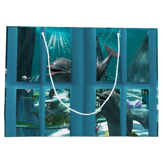 Funny Delphine Große Geschenktüte (Rückseite)