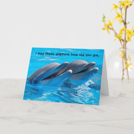 Funny Delphins Geburtstagskarte Karte (Gelbe Blume)