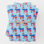 Funny Democratic Donkey in Weihnachtsmannmütze Blu Geschenkpapier Set (Beispiel)