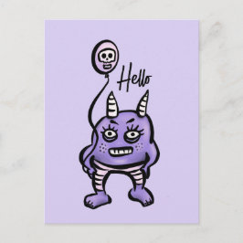 Funny Demon Hallo Lila Niedlich Whimsigoth Postkarte