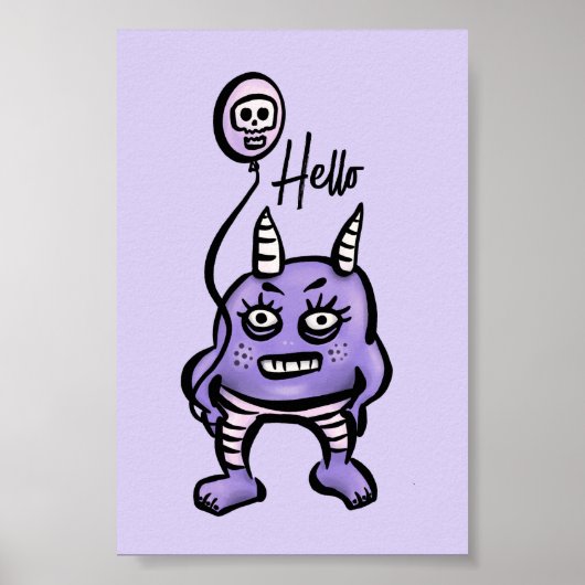 Funny Demon Hallo Lila Niedliche Pastel Whimsigoth Poster (Vorne)