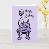 Funny Demon Lila Niedliche Pastel Whimsigoth Gebur Karte (Gelbe Blume)
