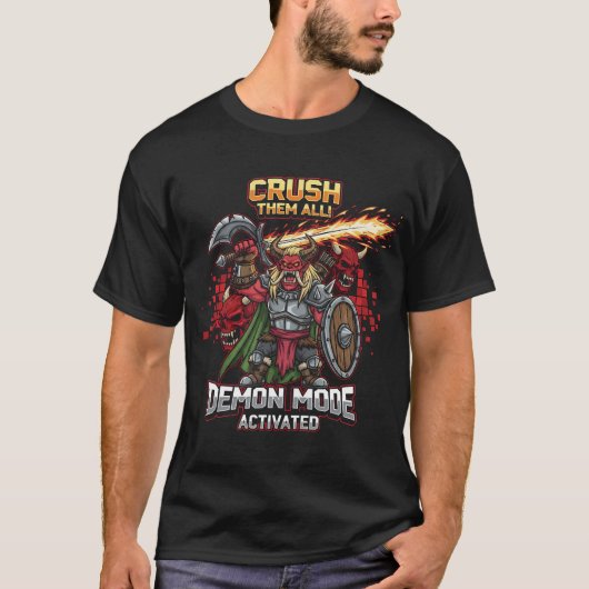 Funny Demon Mode Activated Gaming Shirt | RPG Fant (Vorderseite)
