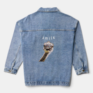 Funny Denim Jacket Playful Happy Ostrich - Lächeln Jeansjacke