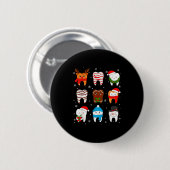Funny Dental Christmas Teeth Cute Xmas Dentist Squ Button (Vorne & Hinten)