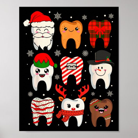 Funny Dental Christmas Teeth Cute Xmas Dentist Squ Poster (Vorne)