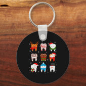 Funny Dental Christmas Teeth Cute Xmas Dentist Squ Schlüsselanhänger (Vorderseite)