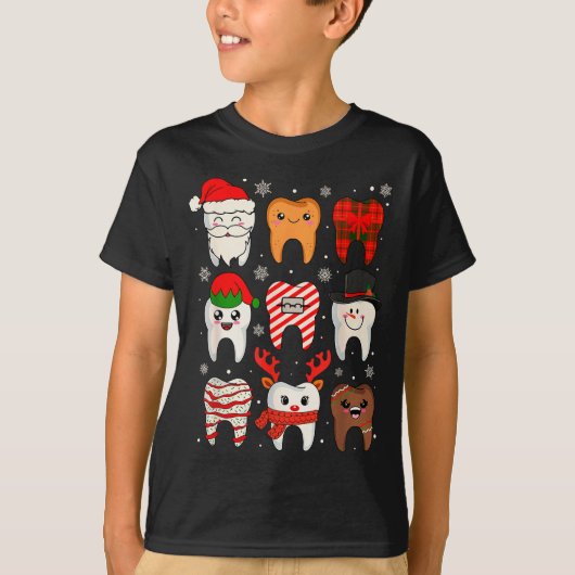 Funny Dental Christmas Teeth Cute Xmas Dentist Squ T-Shirt (Vorderseite)
