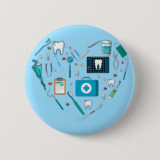 Funny Dental Dentist Tool Herz Button (Vorderseite)
