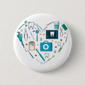 Funny Dental Dentist Tool Herz Button (Vorderseite)