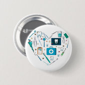 Funny Dental Dentist Tool Herz Button (Vorne & Hinten)