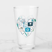 Funny Dental Dentist Tool Herz Glas (Rückseite)