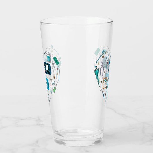 Funny Dental Dentist Tool Herz Glas (Links)