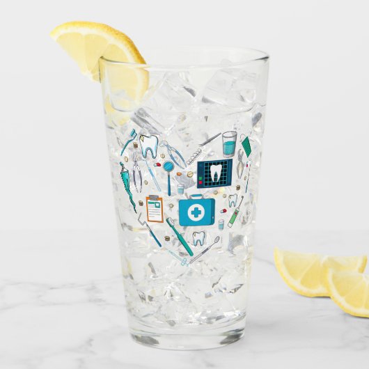 Funny Dental Dentist Tool Herz Glas (Vorderseite Ice)
