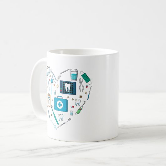 Funny Dental Dentist Tool Herz Kaffeetasse (Vorderseite Links)
