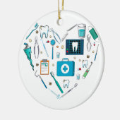 Funny Dental Dentist Tool Herz Keramik Ornament (Links)