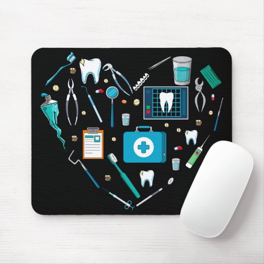 Funny Dental Dentist Tool Herz Mousepad (Mit Mouse)