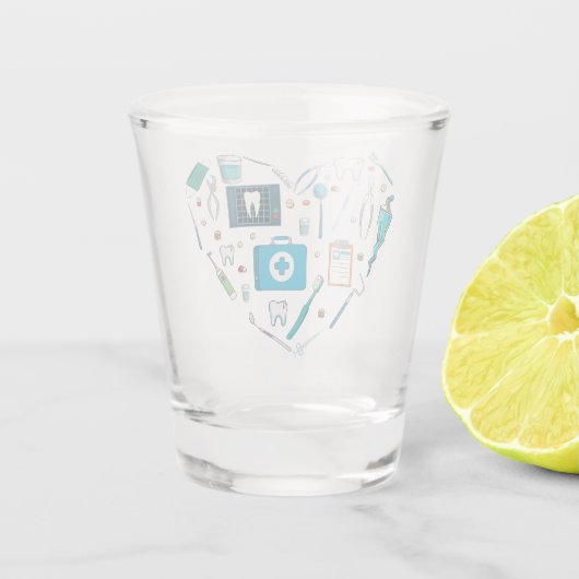 Funny Dental Dentist Tool Herz Schnapsglas (Rückseite)