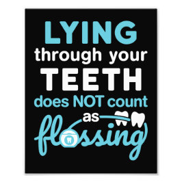 Funny Dental Hygienic Lying Through Zange Flossin Fotodruck